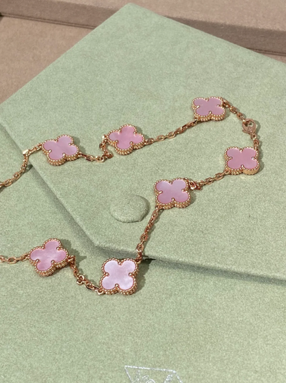 [Select Jewellery] Pink Necklace with Ten Clover Designs