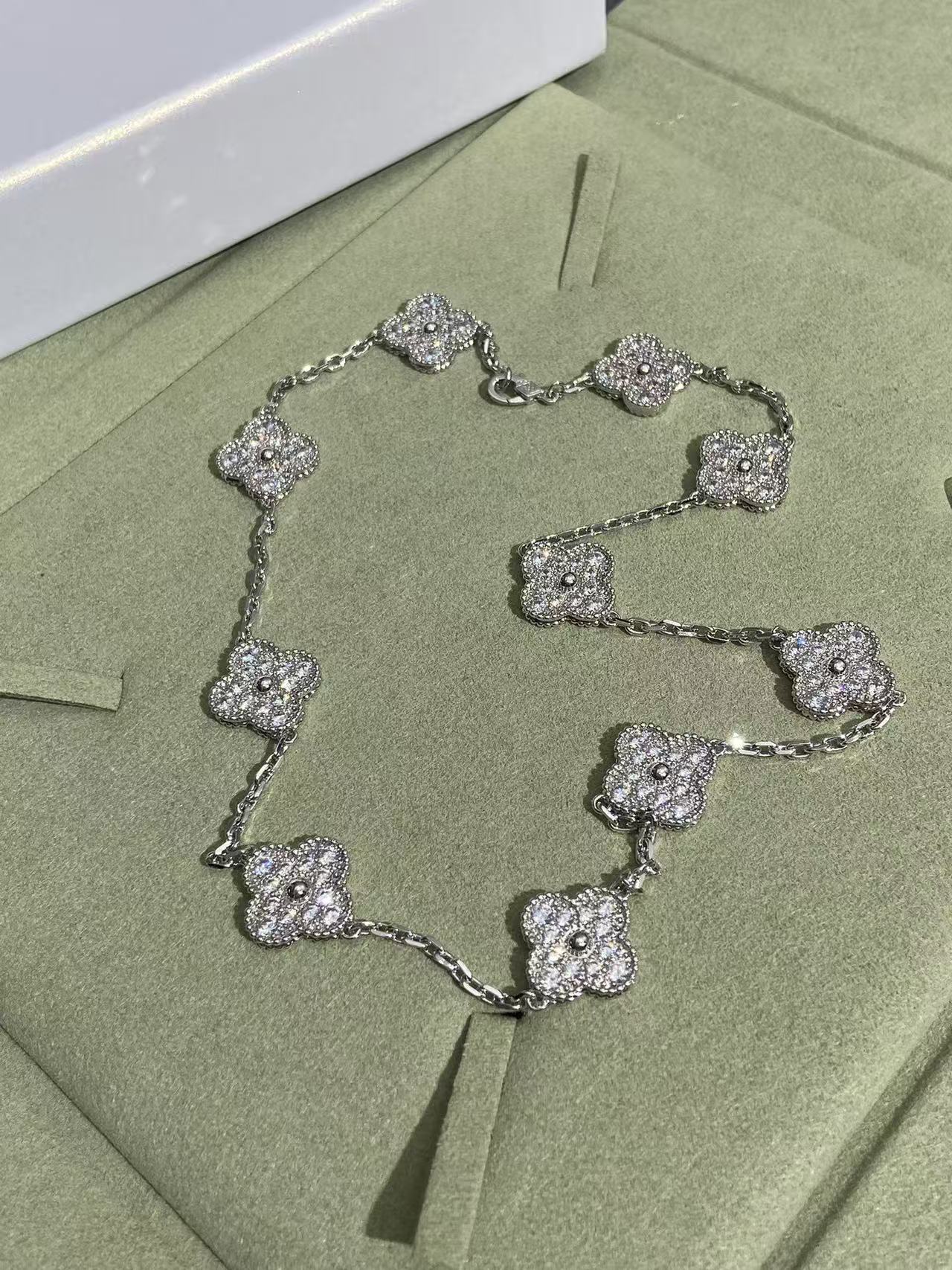 [Select Jewelry]CLOVER 10 MOTIFS  FULL DIAMOND NECKLACE