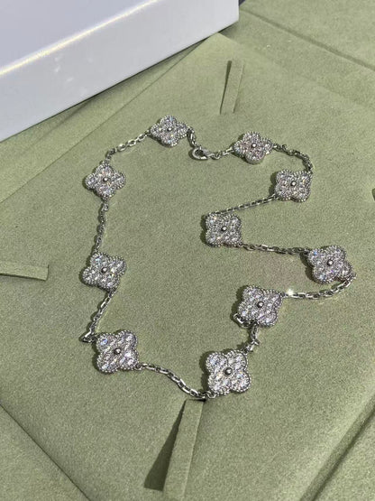 [Select Jewelry]CLOVER 10 MOTIFS  FULL DIAMOND NECKLACE