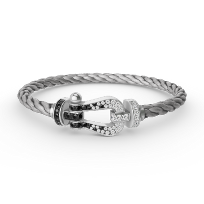 [Select]FORCE LARGE HORSESHOE BLACK WHITE DIAMOND BRACELET SILVER