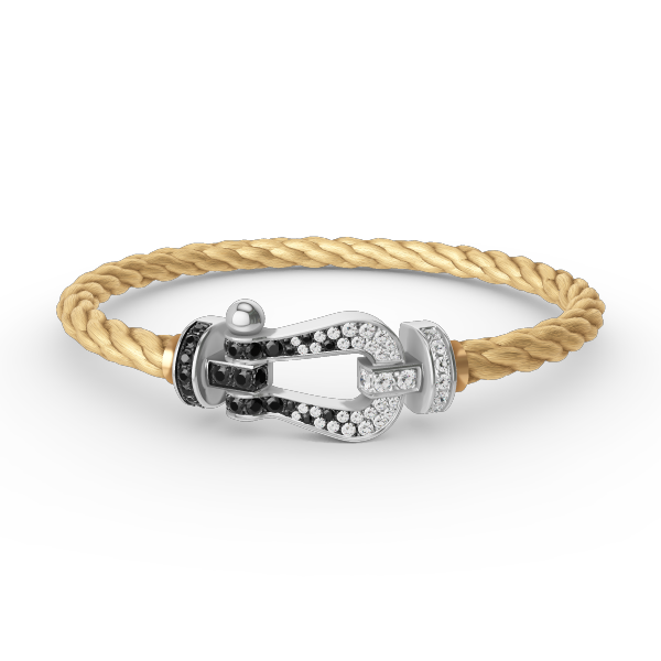 [Select]FORCE LARGE HORSESHOE BLACK WHITE DIAMOND BRACELET SILVER