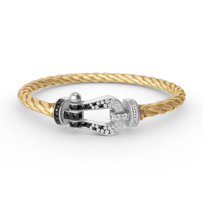 [Select]FORCE LARGE HORSESHOE BLACK WHITE DIAMOND BRACELET SILVER
