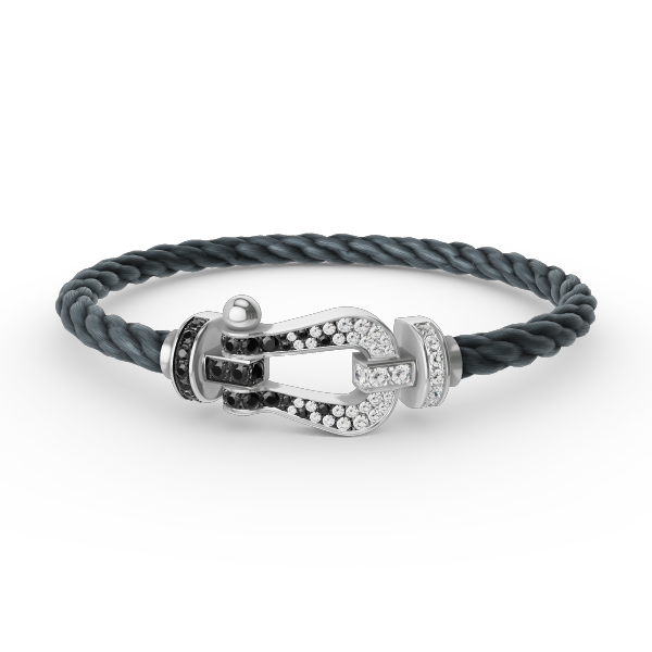 [Select]FORCE LARGE HORSESHOE BLACK WHITE DIAMOND BRACELET SILVER