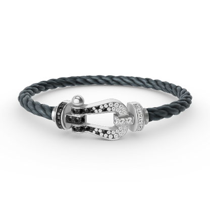 [Select]FORCE LARGE HORSESHOE BLACK WHITE DIAMOND BRACELET SILVER
