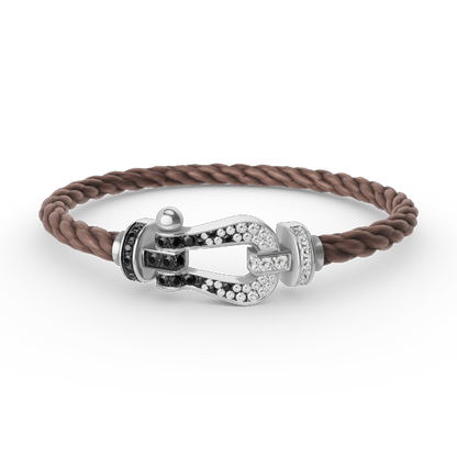 [Select]FORCE LARGE HORSESHOE BLACK WHITE DIAMOND BRACELET SILVER