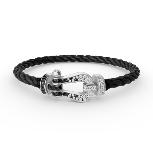 [Select]FORCE LARGE HORSESHOE BLACK WHITE DIAMOND BRACELET SILVER