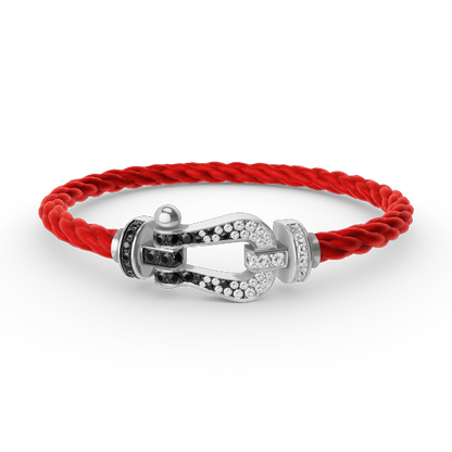 [Select]FORCE LARGE HORSESHOE BLACK WHITE DIAMOND BRACELET SILVER