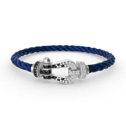 [Select]FORCE LARGE HORSESHOE BLACK WHITE DIAMOND BRACELET SILVER