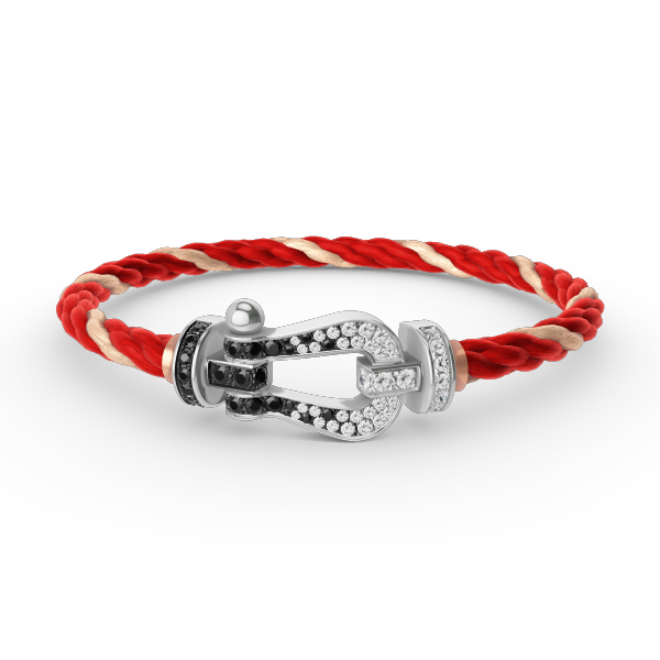[Select]FORCE LARGE HORSESHOE BLACK WHITE DIAMOND BRACELET SILVER