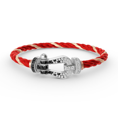 [Select]FORCE LARGE HORSESHOE BLACK WHITE DIAMOND BRACELET SILVER