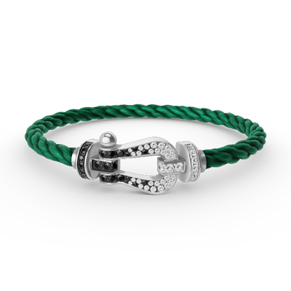 [Select]FORCE LARGE HORSESHOE BLACK WHITE DIAMOND BRACELET SILVER