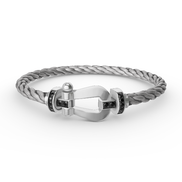 [Select]FORCE LARGE HORSESHOE BLACK DIAMOND BRACELET SILVER