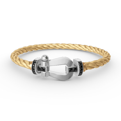 [Select]FORCE LARGE HORSESHOE BLACK DIAMOND BRACELET SILVER