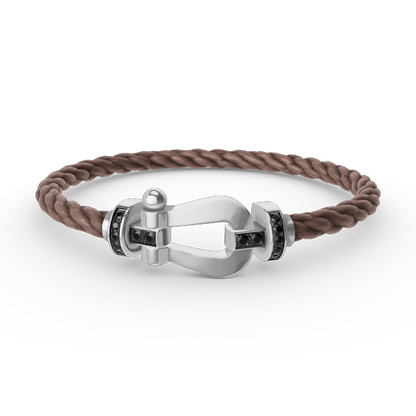 [Select]FORCE LARGE HORSESHOE BLACK DIAMOND BRACELET SILVER