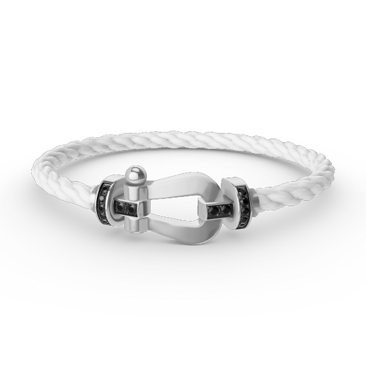 [Select]FORCE LARGE HORSESHOE BLACK DIAMOND BRACELET SILVER