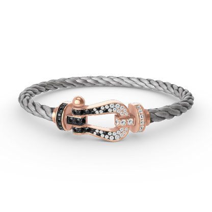 [Select]FORCE LARGE HORSESHOE BLACK WHITE DIAMOND BRACELET Select GOLD