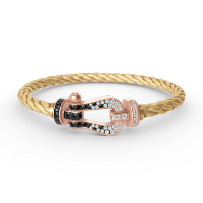 [Select]FORCE LARGE HORSESHOE BLACK WHITE DIAMOND BRACELET Select GOLD