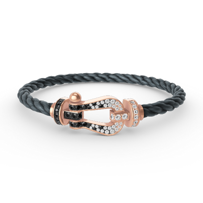 [Select]FORCE LARGE HORSESHOE BLACK WHITE DIAMOND BRACELET Select GOLD