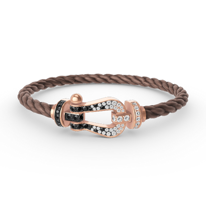 [Select]FORCE LARGE HORSESHOE BLACK WHITE DIAMOND BRACELET Select GOLD