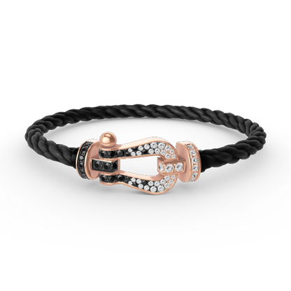 [Select]FORCE LARGE HORSESHOE BLACK WHITE DIAMOND BRACELET Select GOLD