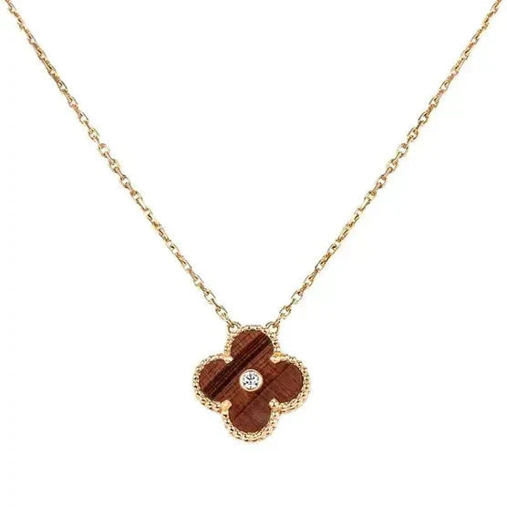 [Select]CLOVER 15MM DIAMOND AND YELLOW TIGER'S EYE AGATE necklace