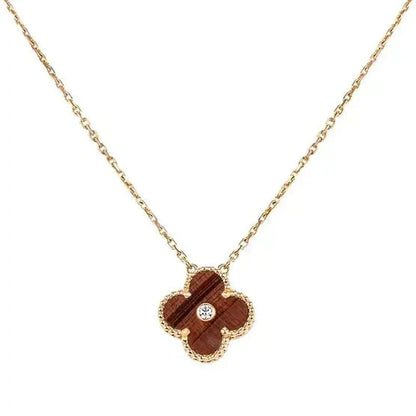 [Select]CLOVER 15MM DIAMOND AND YELLOW TIGER'S EYE AGATE necklace
