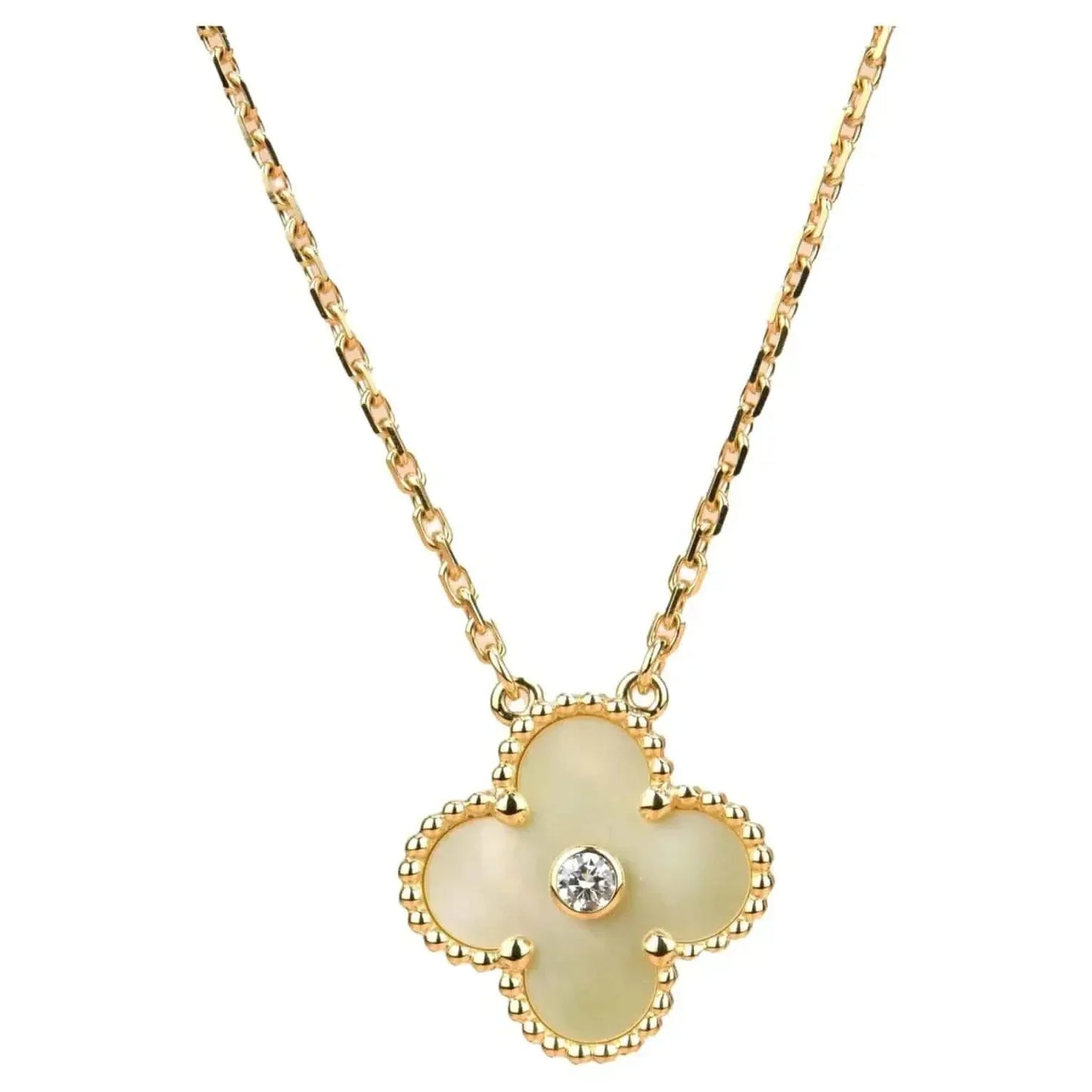 [Select]CLOVER 15MM DIAMOND GOLD MOTHER OF PEARL NECKLACE