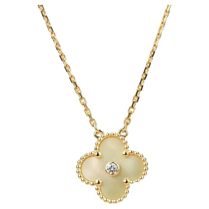 [Select]CLOVER 15MM DIAMOND GOLD MOTHER OF PEARL NECKLACE