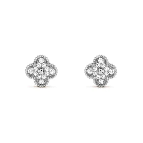 [Select]CLOVER 1 MOTIFS DIAMOND STUD EARRINGS SILVER