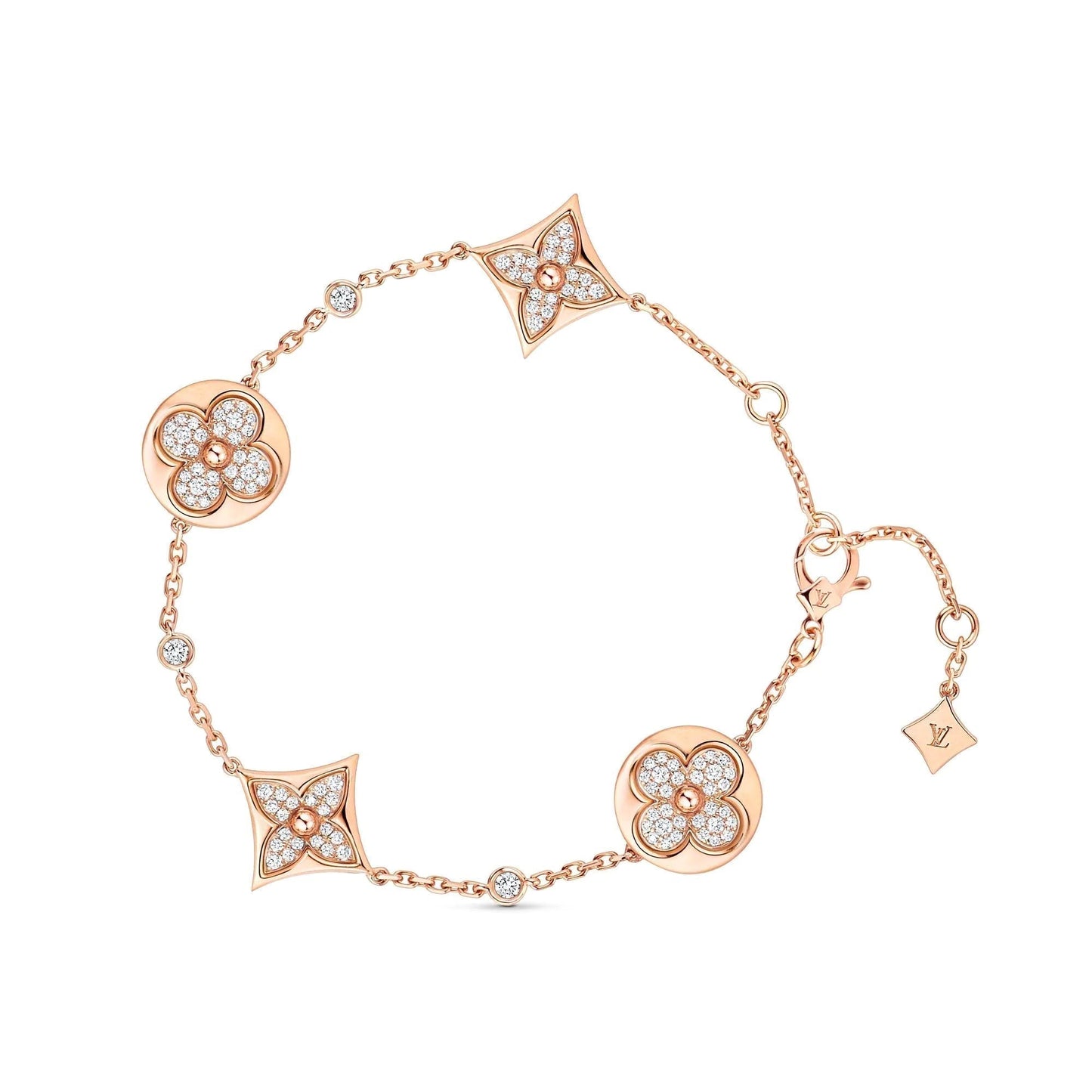[Select]STAR AND SUN 4 MOTIFS GOLD DIAMONDS BRACELET