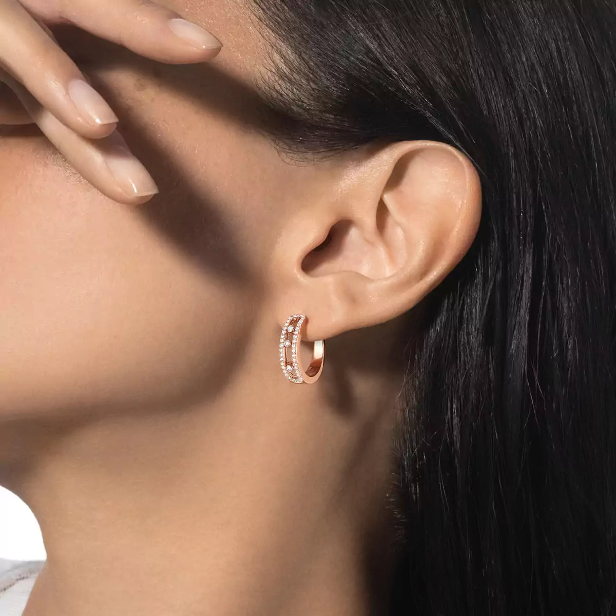 [Select]Diamond Pave_ Hoop Earrings Move