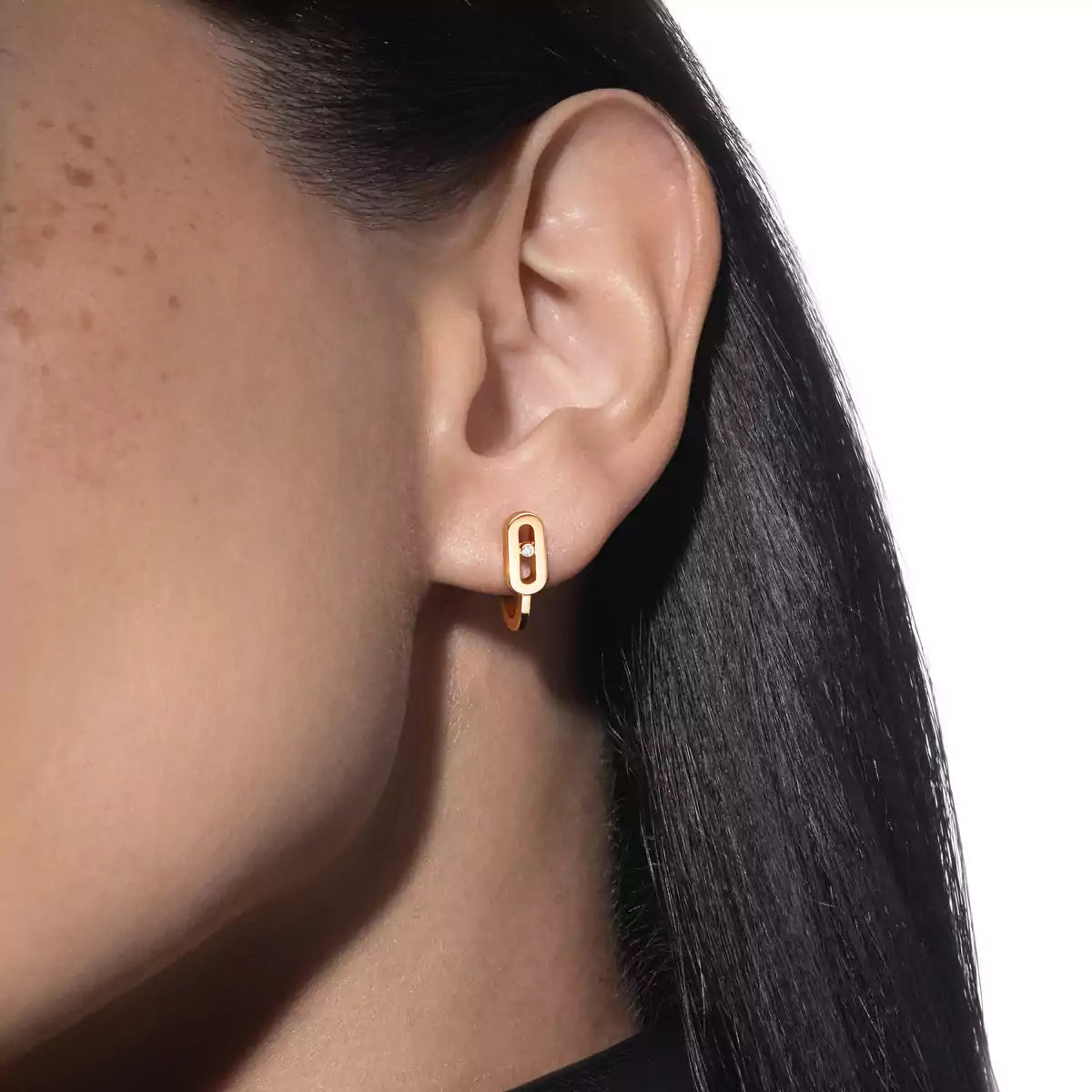 [Select]Diamond Mini Hoop Earrings Move Classique