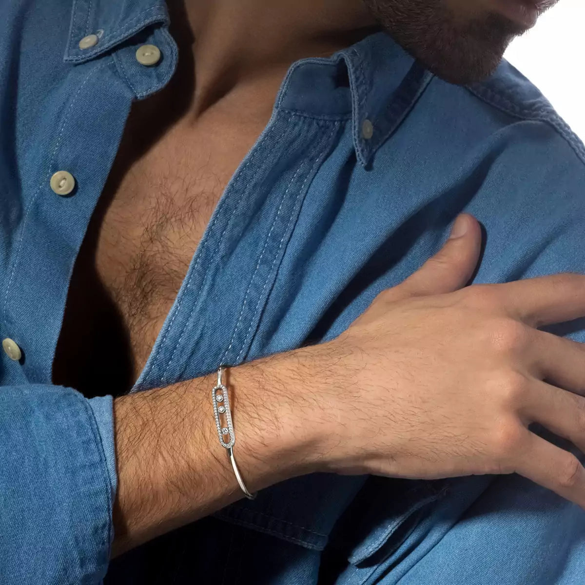 [Select]Move Pavé Diamond Bangle Bracelet M
