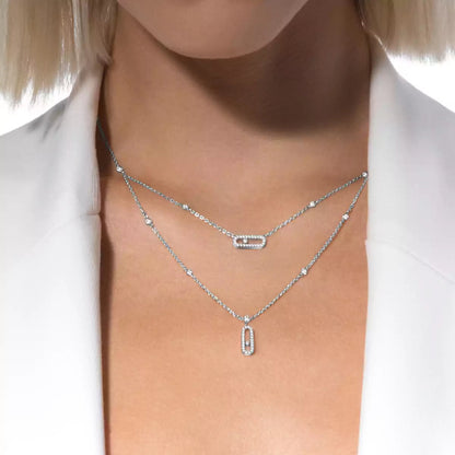 [Select]2 Rows Rose Gold Diamond Pave_ Necklace Move Uno