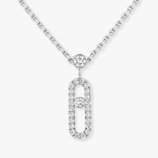 [Select]2 Rows Rose Gold Diamond Pave_ Necklace Move Uno