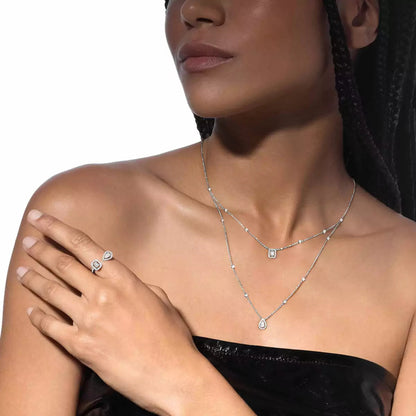 [Select]Diamond Necklace My Twin 2 Rows