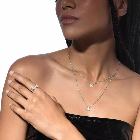 [Select]Diamond Necklace My Twin 2 Rows