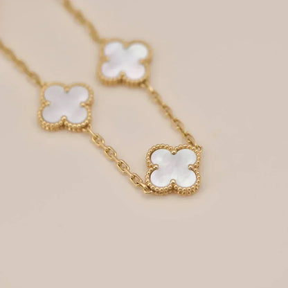 [Select]CLOVER WHITE PEARL MOP 5 MOTIF BRACELET COLLECTION