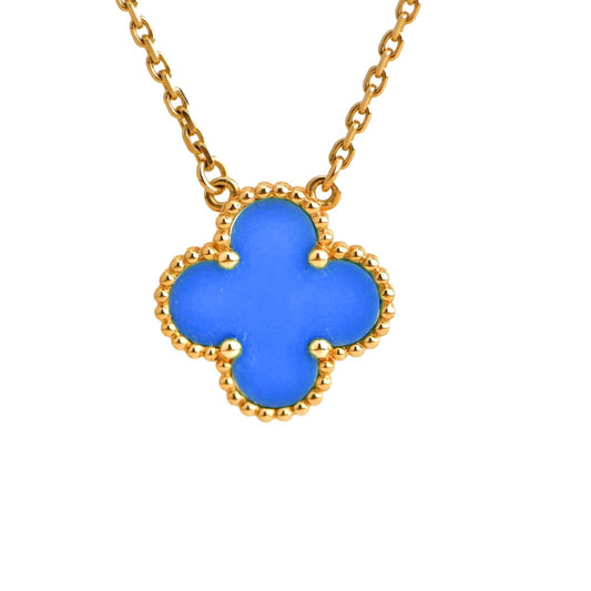 [Select]CLOVER 15MM BLUE AGATE NECKLACE