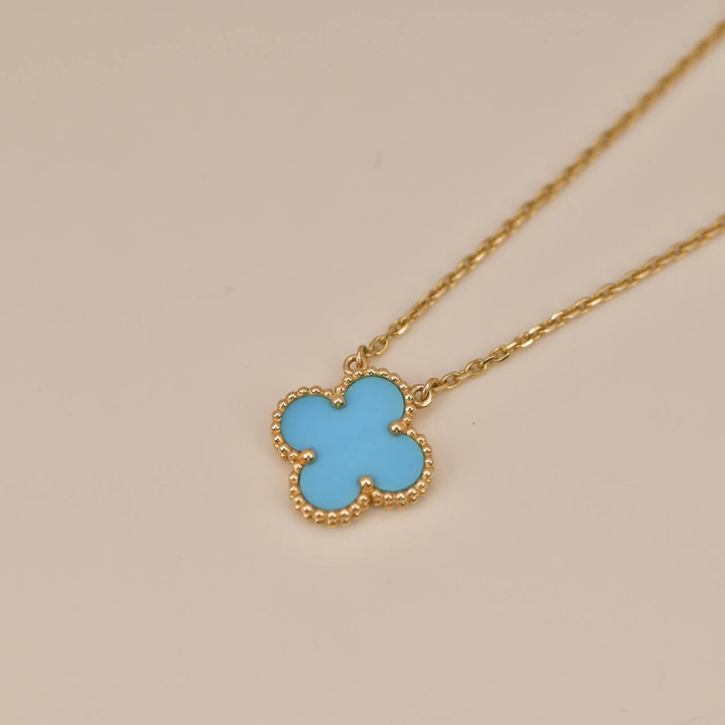[Select]CLOVER 15MM VINTAGE TURQUOISE NECKLACE