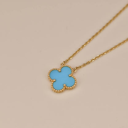 [Select]CLOVER 15MM VINTAGE TURQUOISE NECKLACE