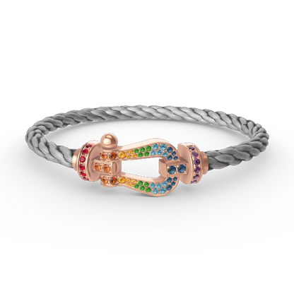 [Select]FORCE LARGE HORSESHOE  COLORED DIAMOND BRACELET Select GOLD