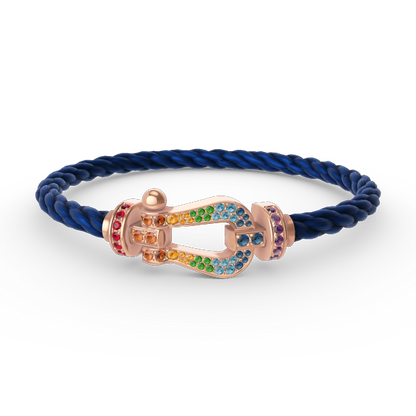 [Select]FORCE LARGE HORSESHOE  COLORED DIAMOND BRACELET Select GOLD