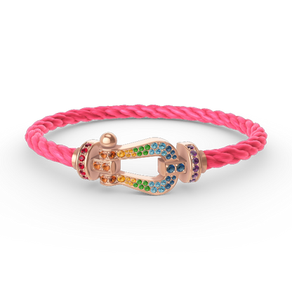 [Select]FORCE LARGE HORSESHOE  COLORED DIAMOND BRACELET Select GOLD