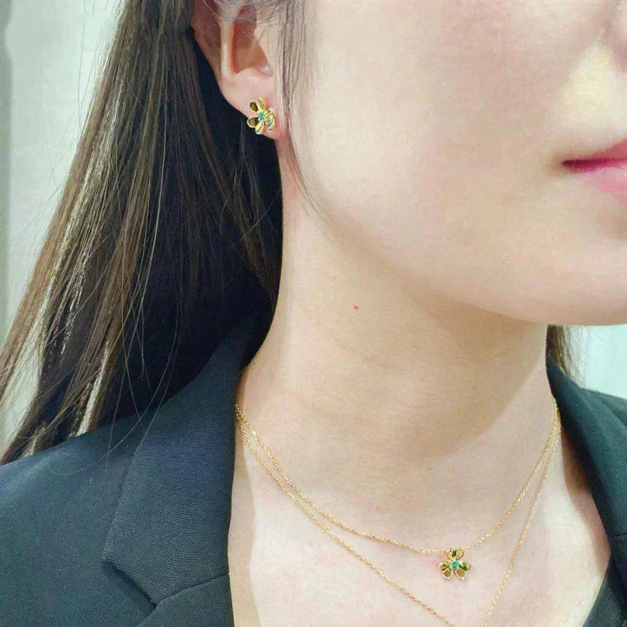 [Select]FRIVOLE  FLOWER MALACHITE EARRINGS