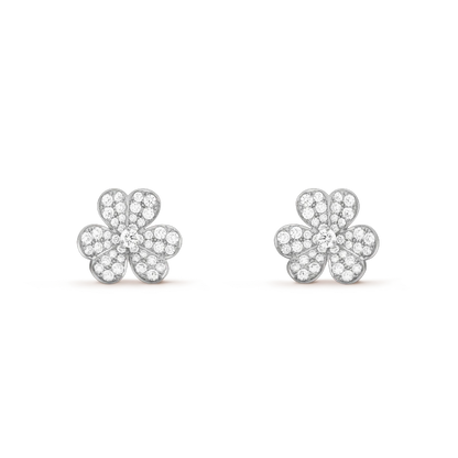 [Select]FRIVOLE SILVER FLOWER DIAMOND EARRINGS