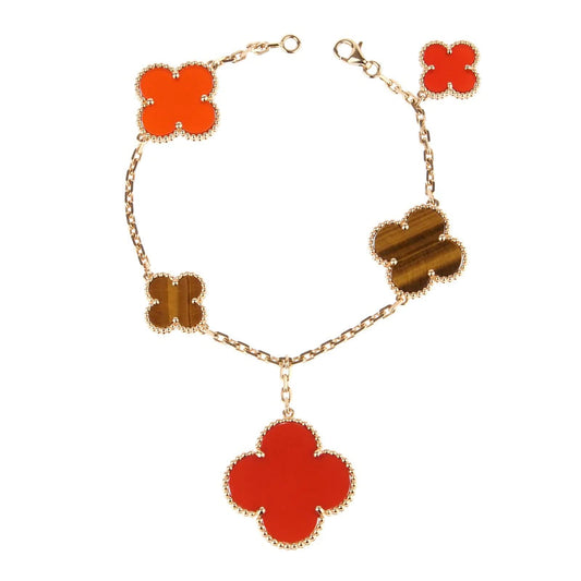 [Select]CLOVER BRACELET 5 MOTIFS CARNELIAN TIGER EYE