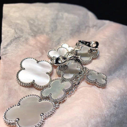 [Select]CLOVER EARRINGS WHITE MOP 4 MOTIFS SILVER