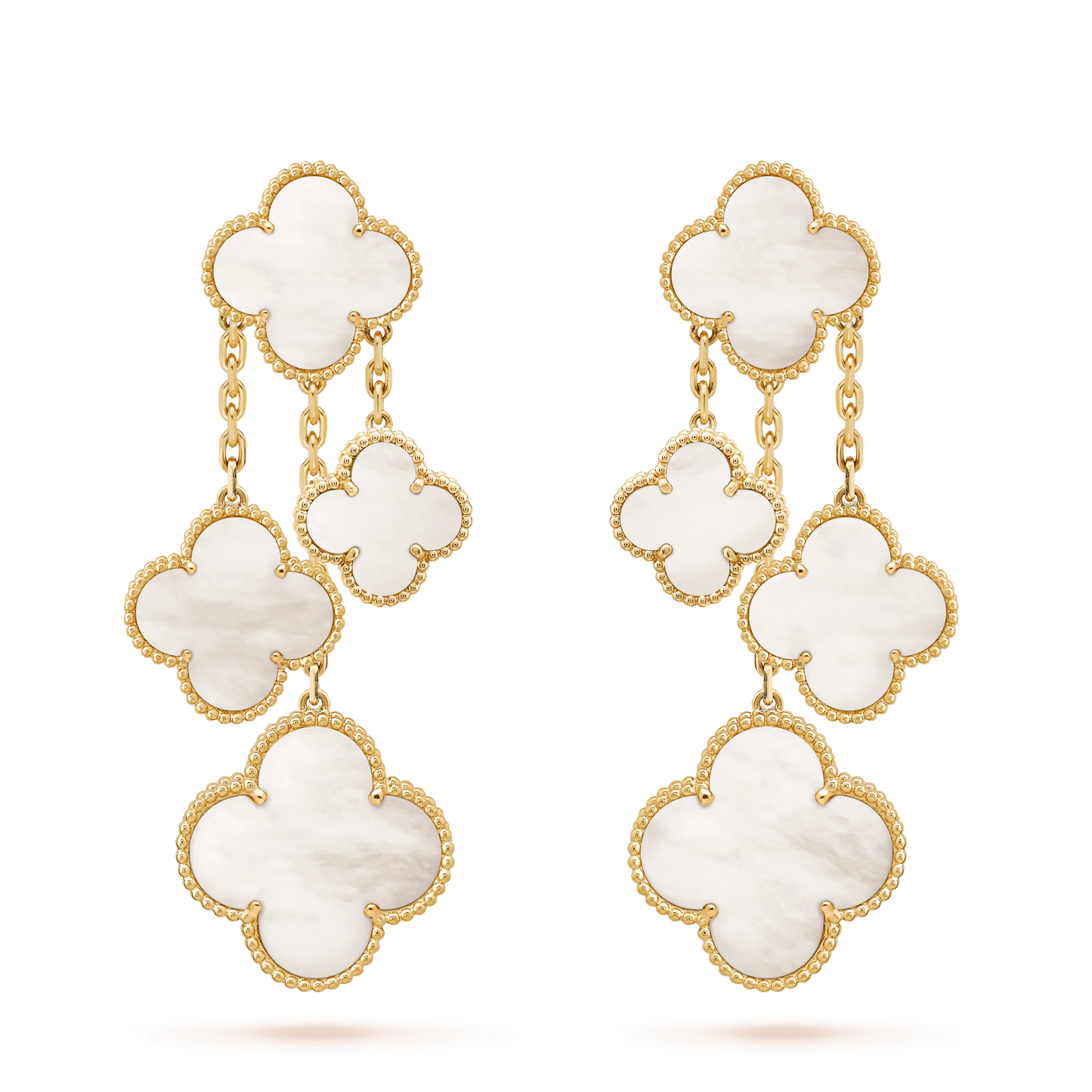 [Select]CLOVER EARRINGS WHITE MOP 4 MOTIFS GOLD