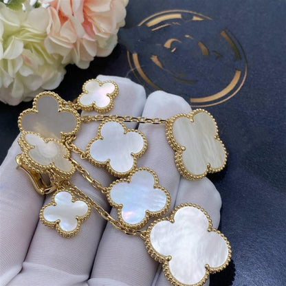 [Select]CLOVER EARRINGS WHITE MOP 4 MOTIFS GOLD